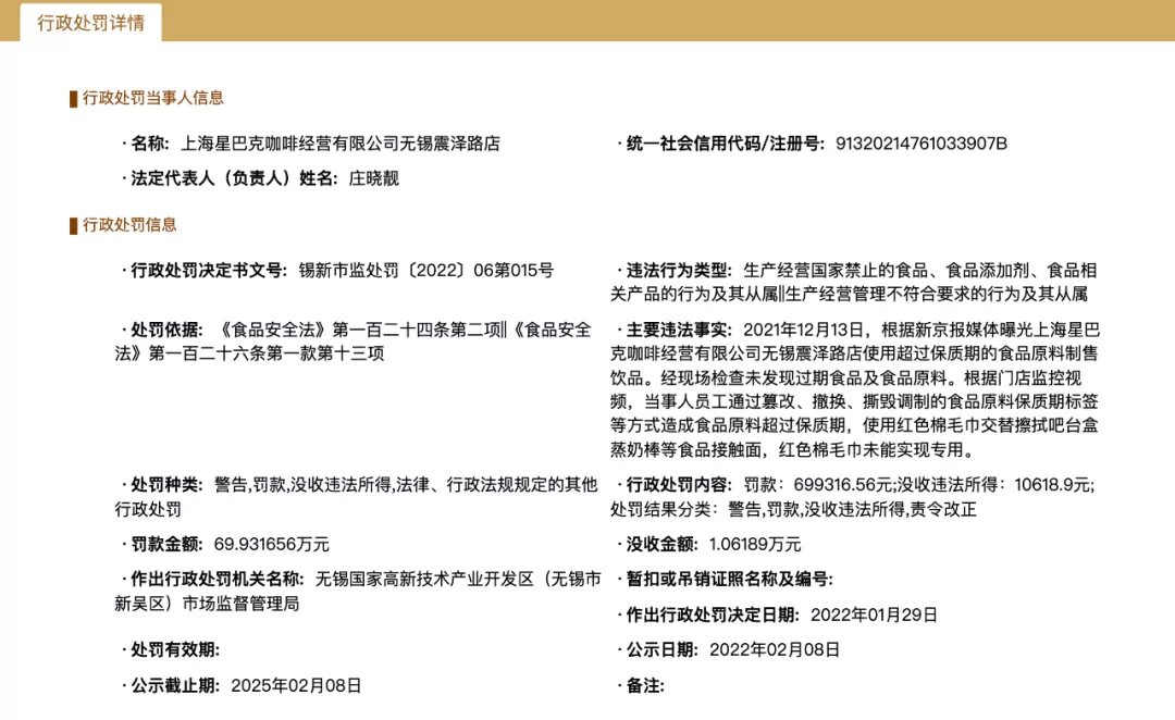 星巴克食品安全违规被重罚137万元，连锁餐饮卫生管控难题再引关注