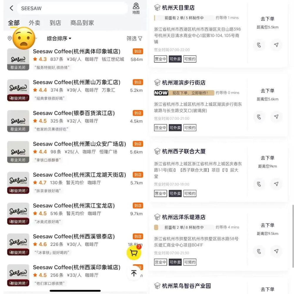 半年内门店缩减五十家,Seesaw精品咖啡品牌再度大规模关停 半年内门店缩减五十家,Seesaw精品咖啡品牌再度大规模关停