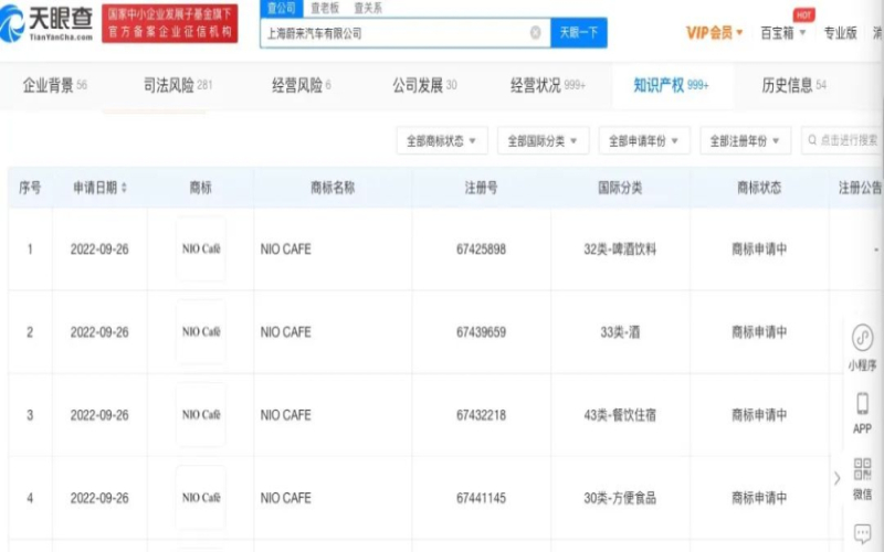 蔚来汽车申请注册NIO CAFE商标，汽车巨头正式布局咖啡赛道