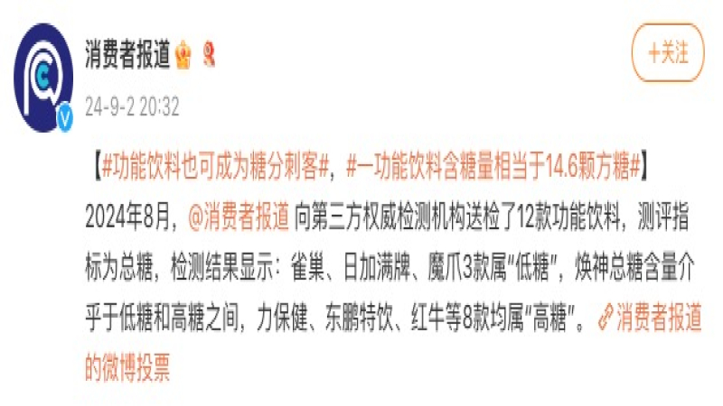 东鹏特饮每瓶糖分堪比15块方糖，功能饮料高糖问题再引关注